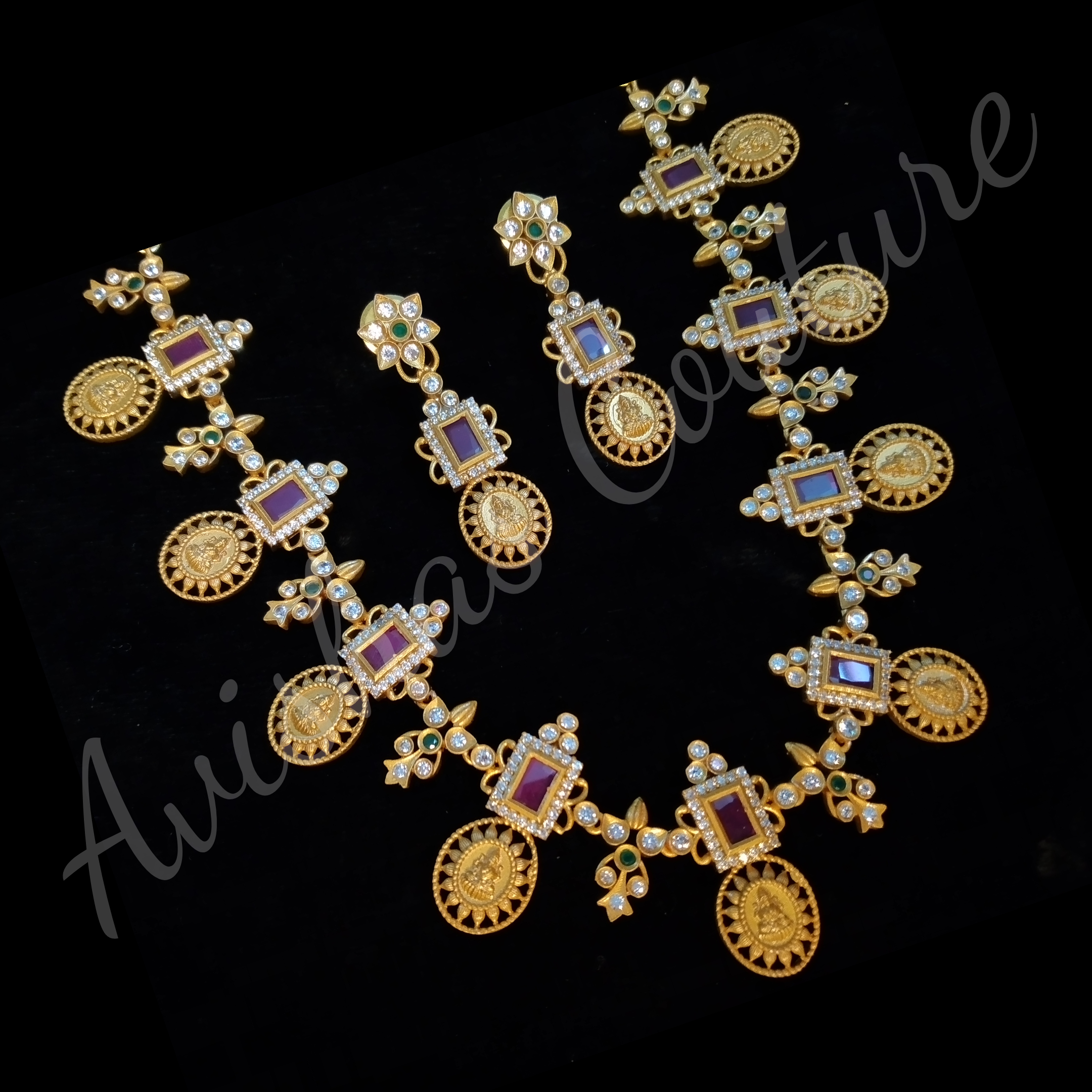 AD studded temple necklace set